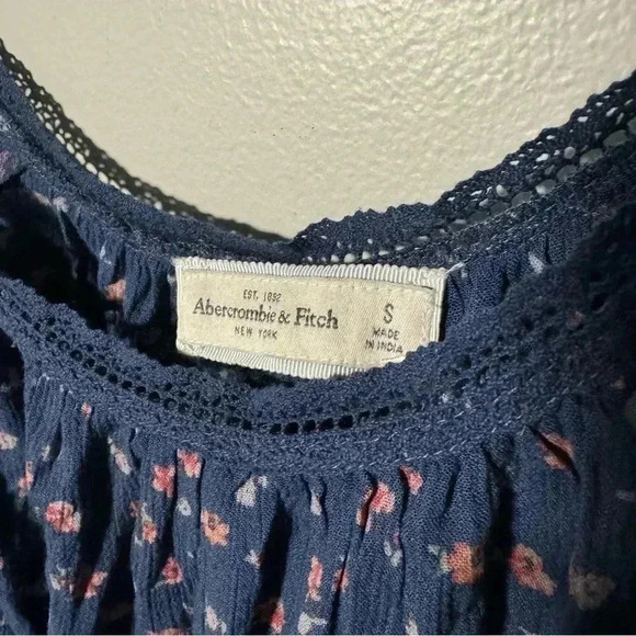 Vintage Y2K Abercrombie & Fitch Navy Blue Floral Cami Top Boho Fairycore Tank S - Picture 5 of 7